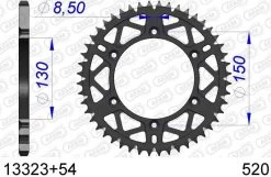 AFAM Tandwiel Achterzijde Aluminium 54T - 520