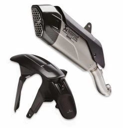 Akrapovic Uitlaat En Carbon Voorspatbord Set